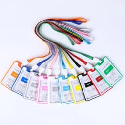 Candy Color Staff Work Card Holder Employees Workers Pass Access Card Cover Tag Bus Card Sleeve with Lanyard Purse for Women Man