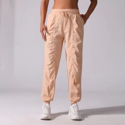 Sweatpants Fabric Drawstring Running Sport Joggers Women Quick Dry Athletic Gym Fitness with Two Side Pockets Exercise Pants