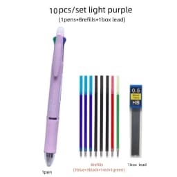 5 In 1 Multicolor Erasable Gel Pen with 4 Colors Replaceable Pen Refill 1 Automatic Pencil Lead Stationery School Writing Supply