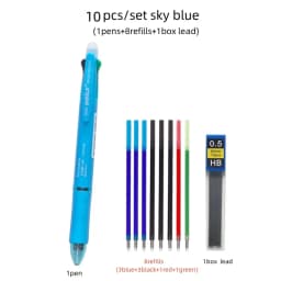 5 In 1 Multicolor Erasable Gel Pen with 4 Colors Replaceable Pen Refill 1 Automatic Pencil Lead Stationery School Writing Supply