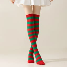 Striped Over Knee High Socks Women High Stocking Multi-color JK Casual Warm Soks Sexy Slim Long Soks Christmas Striped Hosiery #