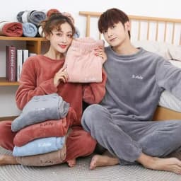 Fall and Winter Men and Women New Double-Sided Velvet Thickened Warm Suit Loose Coral Velvet Home Wear Loose Lazy Sleepwear