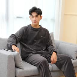 Fall and Winter Men and Women New Double-Sided Velvet Thickened Warm Suit Loose Coral Velvet Home Wear Loose Lazy Sleepwear