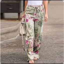 Women's Vintage Casual Printed Art Pants Pocket Strap Straight Leg Loose Comfortable Pants