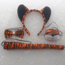 4 Pcs Tiger Costume For Halloween Party Costumes Set Include Tiger Ear Headband Bow Tie Nose Tail For Cosplay Cute Birthday Gift