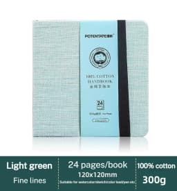 100% Cotton Square Watercolor Sketchbook 300gsm Paper Folded Drawing Pad Organ Sketch Notebook Student Watercolor Journal Book