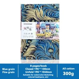 100% Cotton Square Watercolor Sketchbook 300gsm Paper Folded Drawing Pad Organ Sketch Notebook Student Watercolor Journal Book
