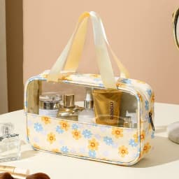 Women's Cosmetic Bag 3pcs Set Translucent Makeup Bag Large-Capacity Bath Wash Bags Travel Essentials Organizer for Cosmetics
