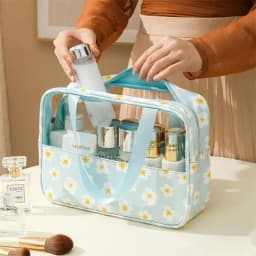 Women's Cosmetic Bag 3pcs Set Translucent Makeup Bag Large-Capacity Bath Wash Bags Travel Essentials Organizer for Cosmetics