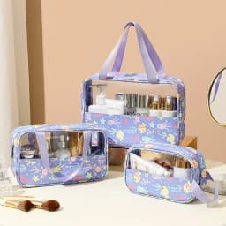 Women's Cosmetic Bag 3pcs Set Translucent Makeup Bag Large-Capacity Bath Wash Bags Travel Essentials Organizer for Cosmetics