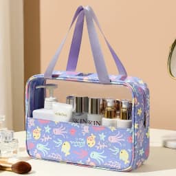 Women's Cosmetic Bag 3pcs Set Translucent Makeup Bag Large-Capacity Bath Wash Bags Travel Essentials Organizer for Cosmetics