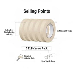 AG 50m/Roll Dental Sterilization Indicator Tape Medical Autoclave Cards Steam Indicator Tape Oral Care Supplies Dentrist Lab
