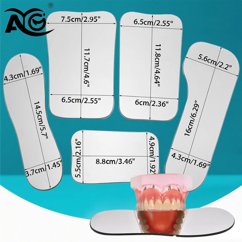 AG 5Pcs/Set Pofessional Dental Occlusal Photographic Mouth Mirror Rhodium Dental Plated Glass Intraoral Photo Reflector