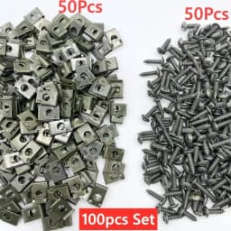 100Pcs-10Pc Mixed Car Metal Screw Tapping Fastener Clip U-Type Clip with Screw Anti-rust Protection Clip Screw Buckle Iron Sheet