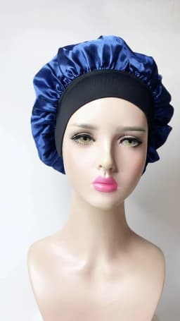 Women's Satin Solid Bonnets Wide-brimmed Night Sleeping Bathing Hat Unisex Head Wrap Elastic Band Cap Hair Care Bonnet