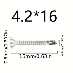 50PCS #8 M4.2 410 Sheet Metal Self-Tapping Screws 410 Stainless Steel Flat Head High-Strength Quick Self-Drilling Screws
