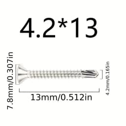 50PCS #8 M4.2 410 Sheet Metal Self-Tapping Screws 410 Stainless Steel Flat Head High-Strength Quick Self-Drilling Screws