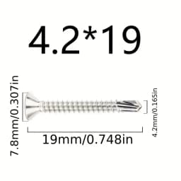 50PCS #8 M4.2 410 Sheet Metal Self-Tapping Screws 410 Stainless Steel Flat Head High-Strength Quick Self-Drilling Screws