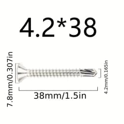50PCS #8 M4.2 410 Sheet Metal Self-Tapping Screws 410 Stainless Steel Flat Head High-Strength Quick Self-Drilling Screws