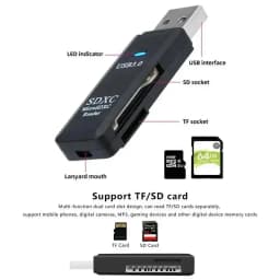2-in-1 Multi Functional USB 3.0 Card ReaderMiniSD TFMemoryCardReaderUSBFlashDrive CardreaderAdapter For PCLaptops Accessories