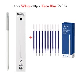 KACO DAILY Gel Pen Office Stationery Push Type 0.5mm Black Ink Double Bead Pen Head Metal Pen Clip Writing Smooth And Fast Dry