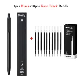 KACO DAILY Gel Pen Office Stationery Push Type 0.5mm Black Ink Double Bead Pen Head Metal Pen Clip Writing Smooth And Fast Dry