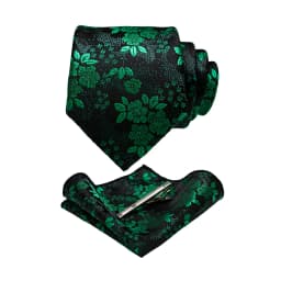 JEMYGINS Floral Silk Men Tie Pocket Square Tie Clip Sets Wedding Party Necktie Men Accessories High Quality Gravata