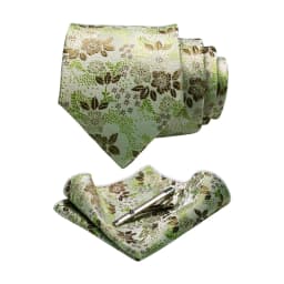 JEMYGINS Floral Silk Men Tie Pocket Square Tie Clip Sets Wedding Party Necktie Men Accessories High Quality Gravata