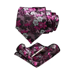 JEMYGINS Floral Silk Men Tie Pocket Square Tie Clip Sets Wedding Party Necktie Men Accessories High Quality Gravata