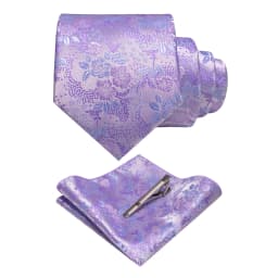 JEMYGINS Floral Silk Men Tie Pocket Square Tie Clip Sets Wedding Party Necktie Men Accessories High Quality Gravata