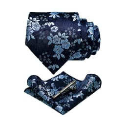 JEMYGINS Floral Silk Men Tie Pocket Square Tie Clip Sets Wedding Party Necktie Men Accessories High Quality Gravata