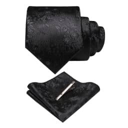 JEMYGINS Floral Silk Men Tie Pocket Square Tie Clip Sets Wedding Party Necktie Men Accessories High Quality Gravata