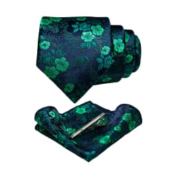 JEMYGINS Floral Silk Men Tie Pocket Square Tie Clip Sets Wedding Party Necktie Men Accessories High Quality Gravata
