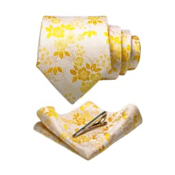 JEMYGINS Floral Silk Men Tie Pocket Square Tie Clip Sets Wedding Party Necktie Men Accessories High Quality Gravata