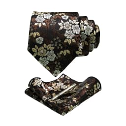 JEMYGINS Floral Silk Men Tie Pocket Square Tie Clip Sets Wedding Party Necktie Men Accessories High Quality Gravata