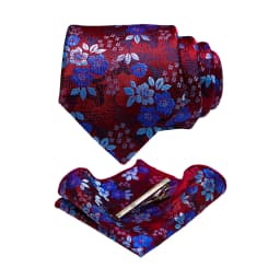 JEMYGINS Floral Silk Men Tie Pocket Square Tie Clip Sets Wedding Party Necktie Men Accessories High Quality Gravata