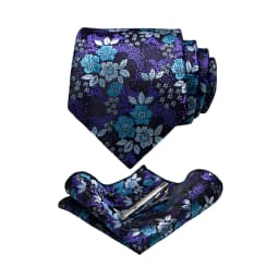 JEMYGINS Floral Silk Men Tie Pocket Square Tie Clip Sets Wedding Party Necktie Men Accessories High Quality Gravata