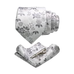 JEMYGINS Floral Silk Men Tie Pocket Square Tie Clip Sets Wedding Party Necktie Men Accessories High Quality Gravata