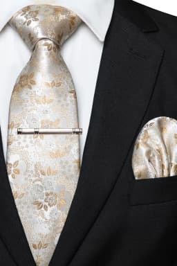JEMYGINS Floral Silk Men Tie Pocket Square Tie Clip Sets Wedding Party Necktie Men Accessories High Quality Gravata