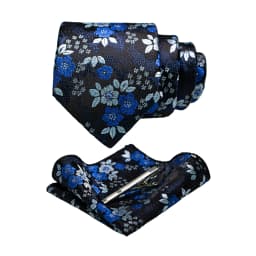 JEMYGINS Floral Silk Men Tie Pocket Square Tie Clip Sets Wedding Party Necktie Men Accessories High Quality Gravata