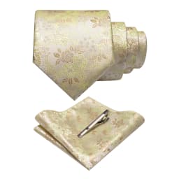 JEMYGINS Floral Silk Men Tie Pocket Square Tie Clip Sets Wedding Party Necktie Men Accessories High Quality Gravata
