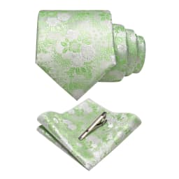 JEMYGINS Floral Silk Men Tie Pocket Square Tie Clip Sets Wedding Party Necktie Men Accessories High Quality Gravata