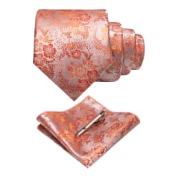 JEMYGINS Floral Silk Men Tie Pocket Square Tie Clip Sets Wedding Party Necktie Men Accessories High Quality Gravata