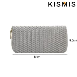 KISMIS Long Wallets Women Zipper Purse and Wallet New Fashion PU Leather Ladies Dinner Mobile Phone Bags Card Package Black