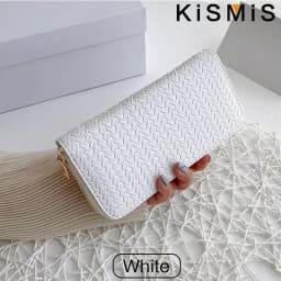 KISMIS Long Wallets Women Zipper Purse and Wallet New Fashion PU Leather Ladies Dinner Mobile Phone Bags Card Package Black