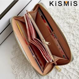 KISMIS Long Wallets Women Zipper Purse and Wallet New Fashion PU Leather Ladies Dinner Mobile Phone Bags Card Package Black