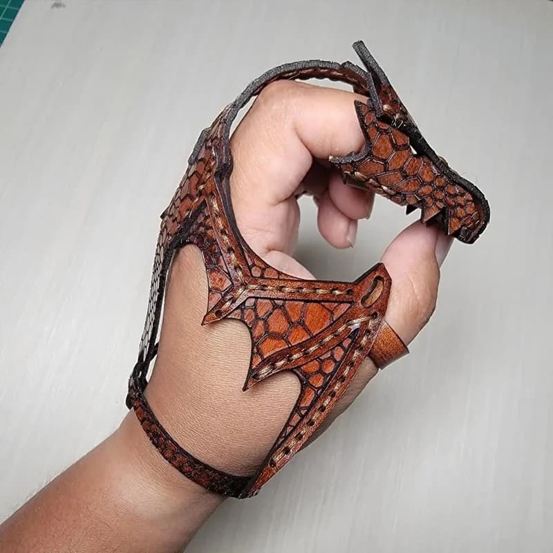Hot Leather Dragon Glove Gift Braided Retro Bracelet Wristband Wrap Adjustable Hand Dragon Mittens Men