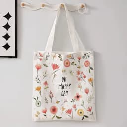 New Flower Printed Linen Bag For Women, Versatile Shoulder Bag, Lavender, Various Small Flower Patterns Shopping Bag