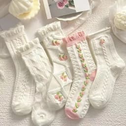 5/10/20 Pairs Women Cartoon Teddy Bear Patterned Ankle Socks Versatile Fashionable Creative Breathable Comfortable Casual Socks