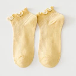 5Pairs Women's Frill Trim Sock Solid Sweet Japanese Style Short Socks Soft & Lightweight Comfortable Breathable Low Cut Sox